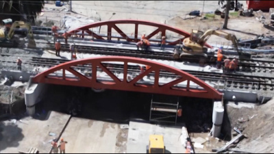 Railway bridge infrastructure under construction