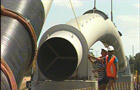 Heavy civil engineering industrial video production of large water pipeline installation.