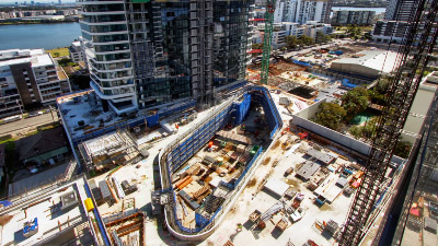 Large multi-storey construction project at Rhodes in Sydney